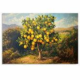 Vintage Painting of a Vibrant Lemon Tree in a Sunlit Orchard Setting with Bright Yellow Fruit and Rich Green Leaves — Mediterranean Countryside Style on Ready to Hang 1.5" Thick Canvas Wrap, Floating Framed Canvas, Flat Rolled Canvas